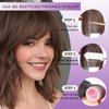Faux Bangs Hair Clip with Hair Roller,Hair Wispy Bangs Clip in Hair Extensions,French Bangs,Clip on Air Curved Bangs for Women Daily Wear (Dark brown)