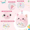 Houwsbaby 14" Pink Birthday Cat Plush Pillow Toy,Creative Cat Stuffed Animal,Super Squishy Cute Cat Shaped Birthday Gift, Party Decoration for Kids and Adults