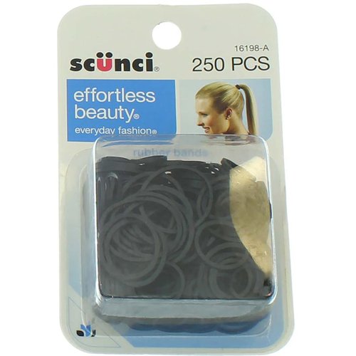 Scunci 1619803a048 Black Rubber/latex Hair Rubber Bands 250 Count