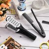 Chengu 2 Pcs Straightening Comb For Hair, Boar Bristles Clamp Double Sided Brush Hair Straightening Brushes Comb Flat Iron Comb Hair Styling for Straightening Knotty Unkempt Hair (Black White, Black)
