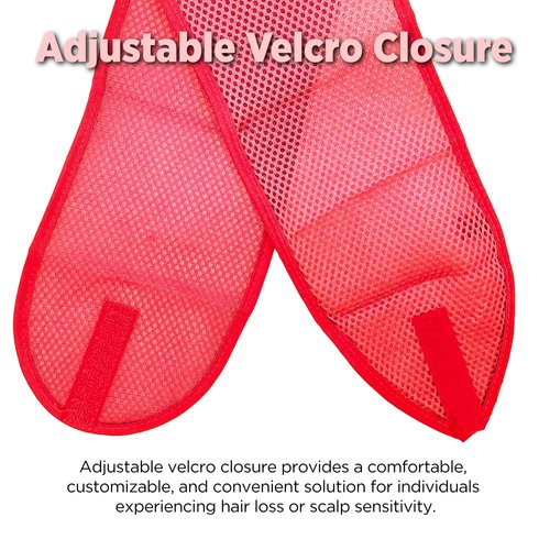 DONNA DELUXE FOAM MESH WRAP OLIVE + VITAMIN E TREATED, Curly Hair Care Essentials Face Wash, Makeup, and Headband for Women, 1PC RED COLOR