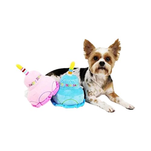 Midlee 2 Layer Birthday Cake 7" Tall Dog Toy (Pink)