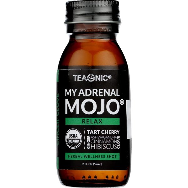 Teaonic My Adrenal Mojo Relax, Herbal Wellness Shot, USDA Organic, 2 Oz (Pack of 6)