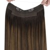 Sunny Wire Hair Extensions Real Human Hair Brown Ombre Fishing Wire Human Hair Extensions Darkest Brown to Medium Brown Balayage Invisible Wire Hair Extensions Brown Long Hair Extensions 20In 100G