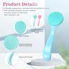 Silicone Manual Facial Cleansing Brush, NADUSEP 2 Pack Skin Friendly Soft Bristles Waterproof Face Scrubber Exfoliating Brush for Blackheads Whiteheads Makeup Residues Removal (Blue, Pink)