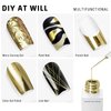 HOSAILY 12ml Metallic Painting Nail Gel, Mirror Gold Gel Liner Nail Art Soak off UV/LED, Upgrade Painted Glossy Gel Mirror Nail Polish for Salon Home DIY Nail Manicure Painting Decoration
