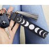 Moon Phase Keychain with Tassel Witchy Gifts for Women Witchcraft Wrist Lanyard Strap