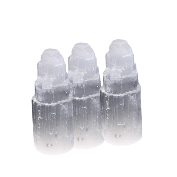 Selenite Crystal Towers for Reiki, Healing, and Energy Charging | Made in Morocco | Selenite Iceberg Charging Towers Crystal Skyscraper (4 Inch (Pack of 3))