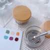 2Pcs Glass Nail Art Brush Cleaner Cup Acrylic Liquid Powder Dappen Cup Dish Nail Pen Brush Washing Cup Container Glassware with Wooden Lid & Stainless Steel Filter for Nail Art Manicure Care Tools