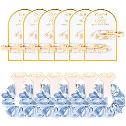 12 PCS Bridesmaid Proposal Gifts Bridesmaid Hair Clips Bridesmaid Scrunchies Bridal Shower Gifts Silk Satin Soft Blue Hair Accessories Bridesmaid Wedding Favor Women Girls
