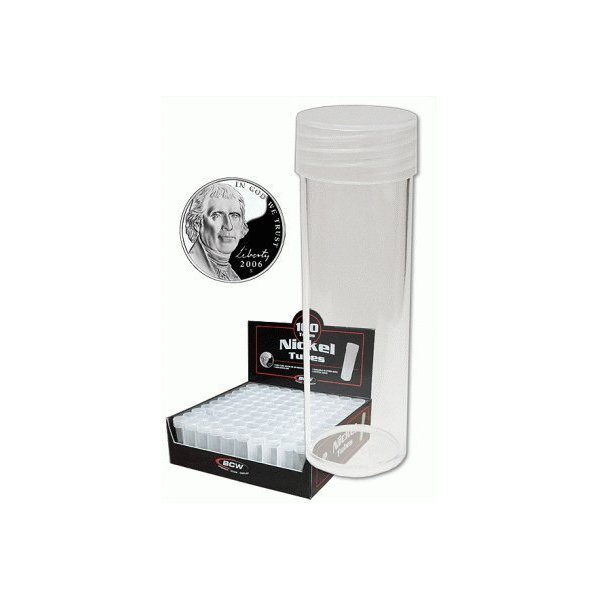 BCW Coin Tubes for US Nickels - 5ct | Durable Plastic Tube Coin Holders | Coin Collecting Supplies | Nickel Coin Tubes | Coin Storage Tubes with Airtight Lids