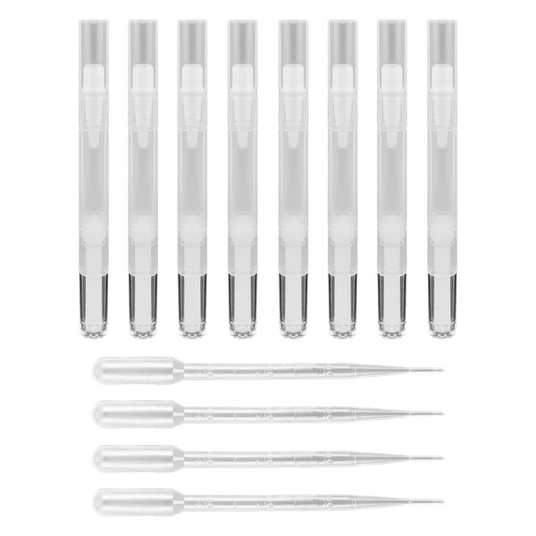 GAADSKCER 8 Pcs 3ml Empty Cuticle Oil Pens It Comes With 4 Pcs of 3ml Droppers Reusable Transparent Twist Pens With Brush Tip Cosmetic Lip Gloss Container Applicators