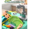 Geyiie Mini Toddler Sink Toy, Play Sink with Running Water, Automatic Water Cycle System and 13Pcs Rich Kitchen Accessories, Kids Pretend Role Play Dinosaur Dishwasher Toys for Boys and Girls