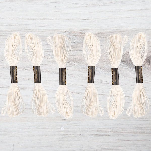 Embroidery Floss Pack – 6 Skeins, 8.7 Yards Each – Cream Embroidery Floss for Needlework, DIY Bracelets, Crafting, Weaving