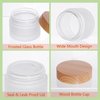 Miayon 6Pcs Glass Cosmetic Container with Wood Grain Lid Refillable Cosmetic Jar Frosted Glass Cream Container with Leak-proof Lid Empty Sample Jar for Makeup,Lotion,Eye Creams,Scrub Cream,Home Travel