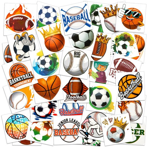 40 Sheets(300 Styles) Assorted Sports Temporary Tattoos for Kids Boy, Soccer Basketball Baseball Football Tattoo Stickers for Kids Party Favor, Gifts for Sports Goodie Bag Stuffers