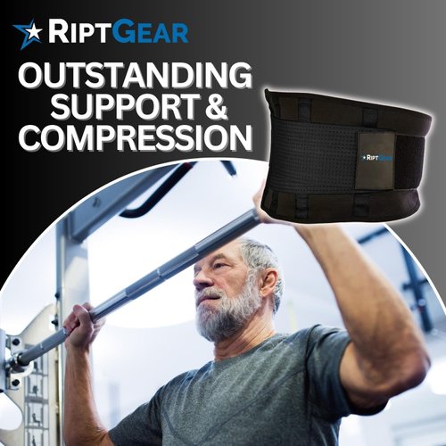 RiptGear Back Brace for Lower Back Pain Relief - Breathable Back Brace for Men and Women - Ideal for Lifting, Work, Sciatica, Herniated Disc, and Lumbar Support - Black, XL (Waist: 36"-39")