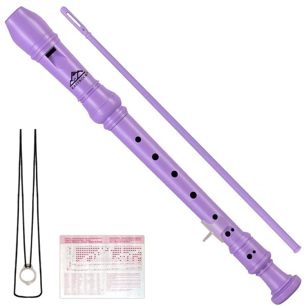 Eastrock Soprano Recorder for Kids Beginners, Recorder Instrument German Style C Key 3 Piece ABS with Cleaning Rod, Fingering Chart, Packing Bag, Thumb Rest