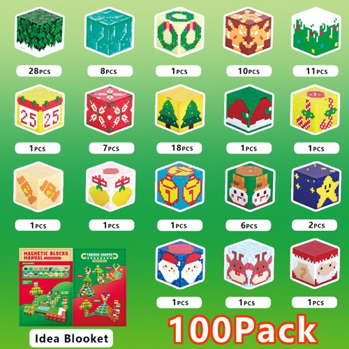 SIMPLEFINE 100PCS Magnetic Blocks, Mine World Magnetic Blocks Craft for Boys & Girls 3+ Toy Magnetic Cubes for Kids Magnetic Building Blocks Toys,Magnetic Building Cubes Set,Magnetic Cubes 0.8IN