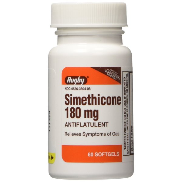 Rugby Simethicone 180mg Softgels Anti-Gas, 60 Softgels, (2 Pack)