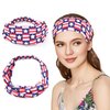 4th of July of Hair Accessories Set - 2Pcs American Flags Bandana Headband Red Blue White Hair Tie Patriotic Satin Scrunchies Hair Bands, Independence Day Costume Decorations for Women Girls