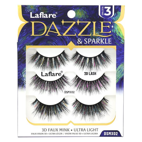 Laflare Dazzle & Sparkle - Colorful and Shining Eyelashes for All Partys, Dramatic lashes Halloween and Xmas, New Year (DSMX02)