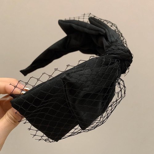 Wiwpar Black Knotted Headband for Women Fashion Elastic Turban Headband Hair Hoop Yoga Hair Band Big Bow Hair Accessories Halloween Costume Jewelry for Girls Party Prom