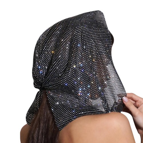 Eilova Orityle Sparkly Rhinestone Mesh Headband Crystal Head Scarf Kerchiefs Turban Party Nightclub Rave Edge Hair Bandana Wraps Body Jewelry