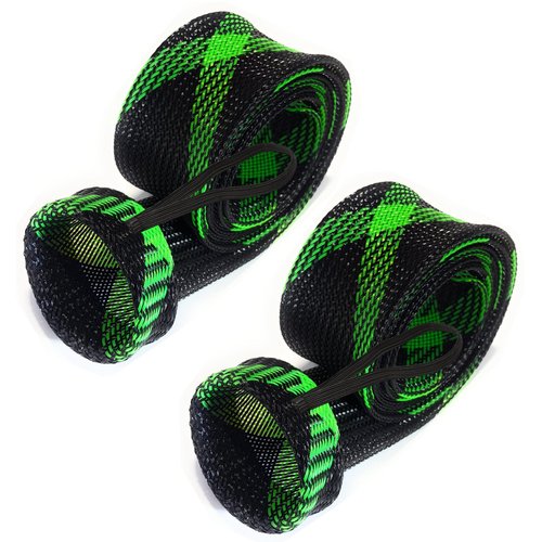 Reaction Tackle Fishing Rod Socks - Fishing Pole Sleeves and Covers for Baitcasting Rods, Spinning Rods Black/Blue (Flat-Cast-11)