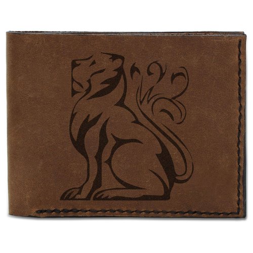 Men's Lion Tatoo Style -25 Handmade Genuine Pull-up Leather Wallet MHLT_03