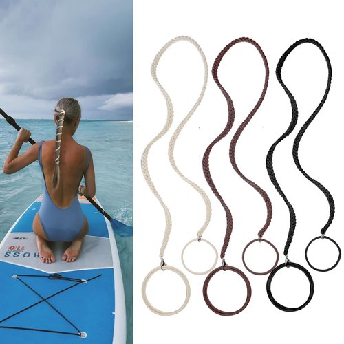 Spiral Hair Tie Sprots Ponytail Holders, Elastic Braided Hair Ties No Damage, Pony Tail Wrap for Long Hair for Gym, Swimming, Diving 3pcs 25" Black Blonde Brown
