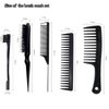 Edge Brush Teasing Brush Hair Comb Set with Wide Tooth Comb Rat Tail Comb and Hair Clips for Women Kids Baby Girls Smoothing Combing & Styling Hair (Black S)