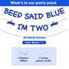 Blue Truck 2nd Birthday Banner Little Blue Truck Party Decorations Glitter Beep Said Blue I'm Two Banner Backdrop for Boys and Girls Farm Themed 2nd Birthday Party Supplies