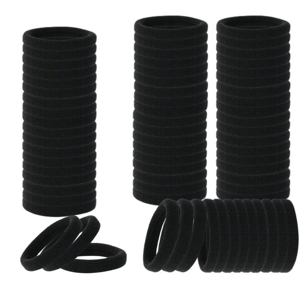 FVOLREM 150 PCS Hair Ties, Hair Ties No Damage, Hair Elastics Hair Accessories for Women Girls, Elastic Hair Ties Ponytail Holders, Thick Seamless Hair Ties(Black)
