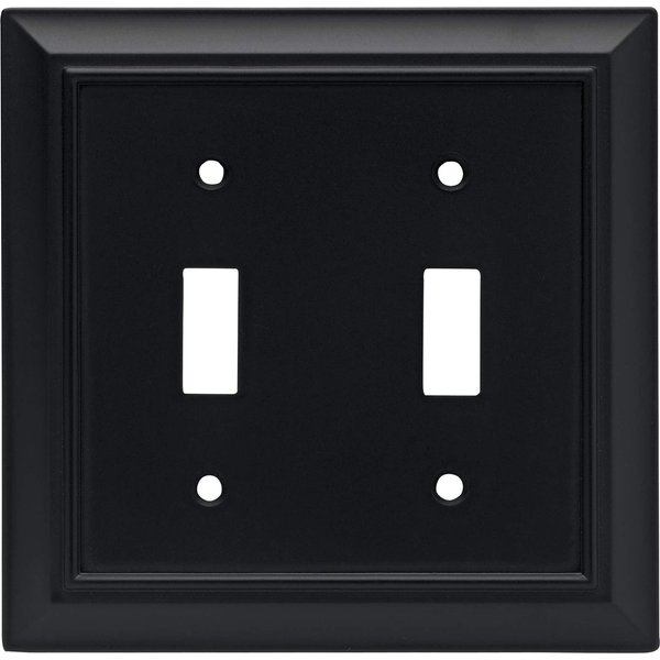 Franklin Brass 64217 Architectural Double Toggle Switch Wall Plate / Switch Plate / Cover, Flat Black, Packaging May Vary