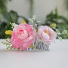 Fangsen Wedding Boho White Sequin Rose Flower Hair Clips Floral Hair Accessories for Brides and Bridesmaids Black (Pink)