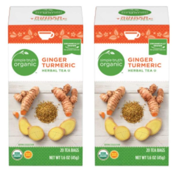 Simple Truth Organic Ginger Turmeric Herbal Tea 20 ct (Pack of 2)