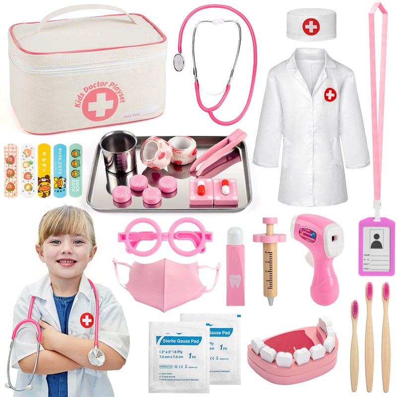 EFOSHM Doctor Kit for Kids, 32 Pieces Toy Medical Kit with Stethoscope ...