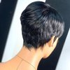 QiaQiaRing Pixie Cut Wig Human Hair Wigs For Black Women Short Layered Pixie Cut Wigs Full Machine Made Wigs Brazilian Virgin Human Hair Wigs For Women Glueless Wigs Natural Black Color