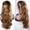 SWEETGIRL 13x6 Highlight Lace Front Wigs Human Hair Body Wave Hd Lace Frontal Wigs P4/27 Honey Blonde Ombre Colored Human Hair Wigs for Women Pre Plucked 180 Density 24 Inch