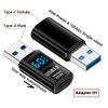 xiwai 3pcs/lot Type-C Adapter with Smart LED Digital Display 10Gbps USB-C to USB3.2 Type-A PD 36W Fast Charging Monitoring Display Tester Detector
