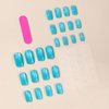 24Pcs Cyan Cat Eye Press on Nails Square Fake Nails Medium False Nails with Gradient Design Glitter Press on Nails Full Cover Stick on Nails for Women Shiny Acrylic Nails Jelly Press on Nails
