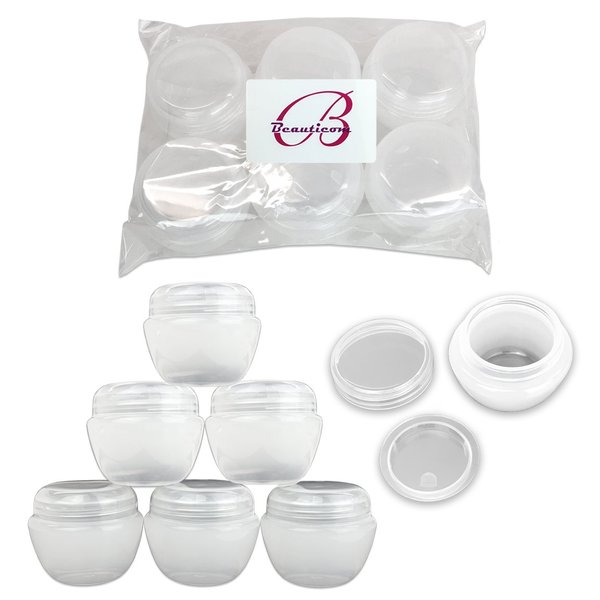 Beauticom® 50G/50ML White Frosted Container Jars with Inner Liner for Scrubs, Oils, Salves, Creams, Lotions, Makeup Cosmetics, Nail Accessories, Beauty Aids - BPA Free (24 Pieces)