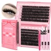 Eefofnn Fluffy Lash Extension Kit 240pcs DIY Individual Eyelashes Kit 80D+100D Cluster Lashes with Bond and Seal Lash Glue Tweezers 10-20MM D Curl Volume Eyelash Extensions DIY Lashes Extension Kit