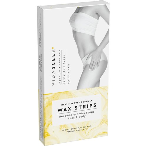Hair Removal Wax Strips Legs & Body: Argan Oil + Aloe Vera: 20 Count