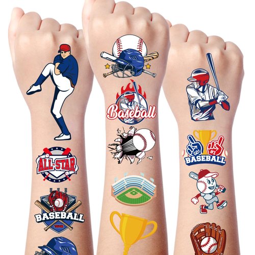 Gameza Baseball Temporary Tattoos - 200+ Baseball Tattoos Baseball Birthday Party Favors Decorations Baseball Baby Shower Favors Fake Baseball Tattoos Temporary Face Tattoos Sticker Boys Kids