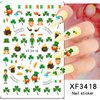 St. Patrick's Day Nail Art Stickers Green Irish Clover Nail Decals 3D Self-adhesive Nail Art Supplies Lucky Leaves Beer Nail Design Shamrock Nail Stickers for Saint Patrick's Day Nail Decoration 6 Pcs