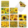 The Best Card Company - 10 Blank Note Cards with Flowers (4 x 5.12 Inch) - Floral Notecards, All Occasion Boxed Assortment - Sunny Side Up M6042