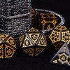 cusdie 7 Pcs 25mm Giant DND Dice with Dragon Eye Dice Bag, Polyhedral Dice Set, D&D Dice for Dungeons and Dragons Pathfinder RPG MTG(Black)