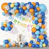 128Pcs Blue Birthday Party Supplies Balloons Garland Kit, Blue Orange Yellow White Bone Dog Paw Balloons Arch Banner for Baby Shower Girls and Boys Blue Theme Happy Birthday Party Decorations